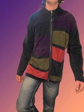 Men's Multicolor Zip-Up Jacket